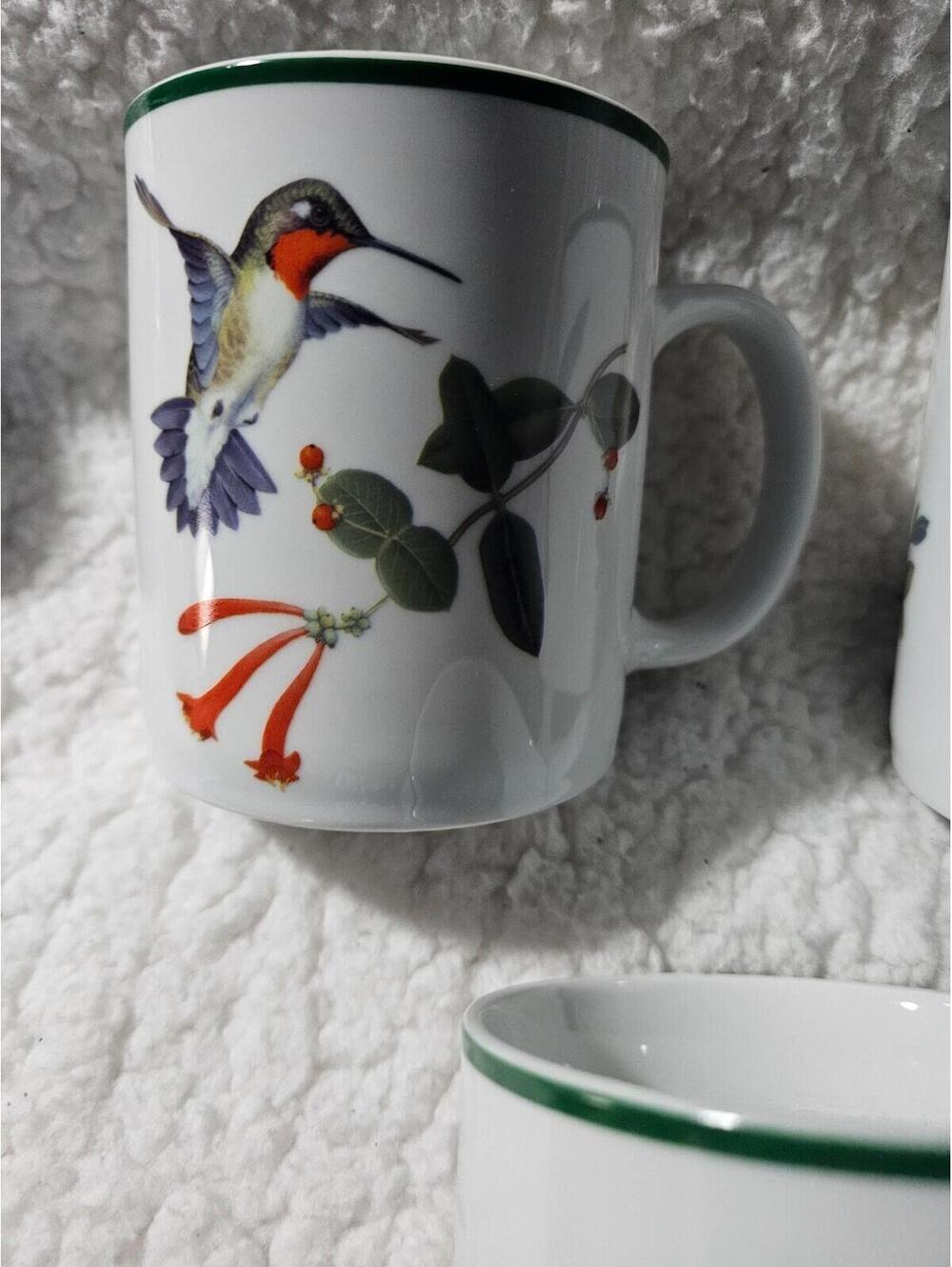 (Set of 3) National Wildlife Federation Humming Birds Coffee Mug Cup White 4.5" - Picture 3 of 12
